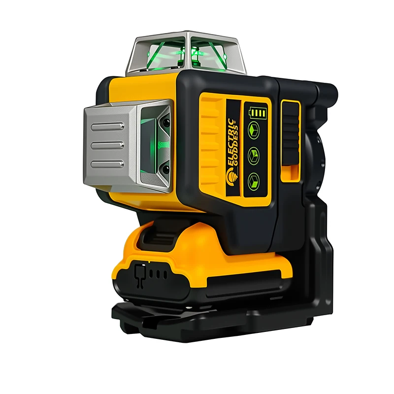 Electric Goddess DW089 Industrial DIY Grade 12V Li-Ion Battery Pin Laser Level 1:1 3 X 360 Green Beam Laser Manual Leveling 1
