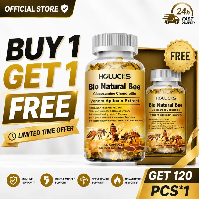 

Buy 1 Get 1 Free! Pure Bio Natural Bee Capsules, with Glucosamine Chondroitin, Support Joint Comfort, Muscle Health, Immune