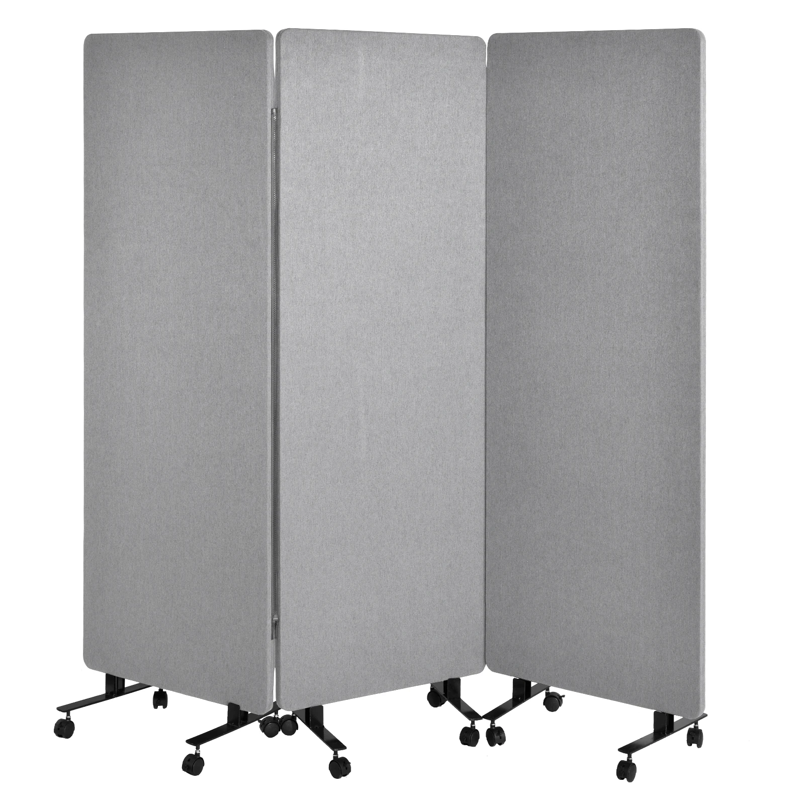3 Panel Soundproof Room Divider,76x66Inch Portable Acoustic Partition with Wheels for Office Privacy and Classroom Noise Control