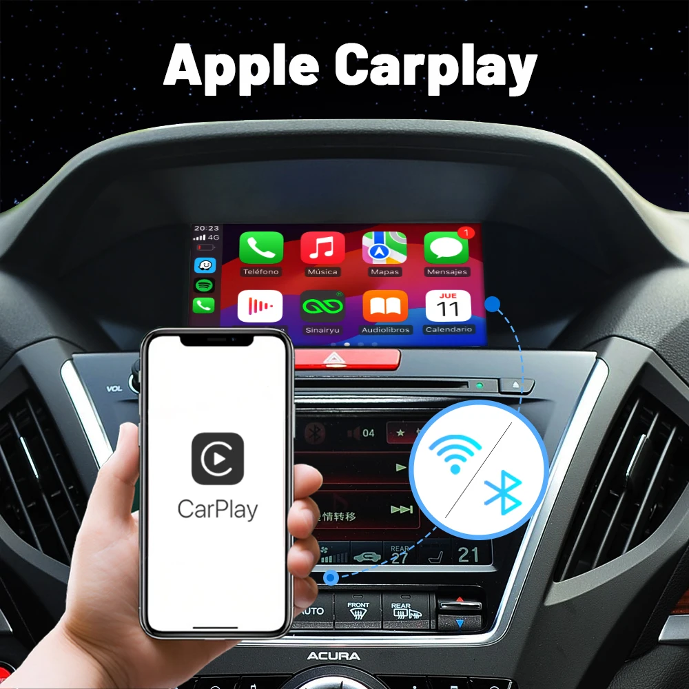 Carro ai caixa sem fio apple carplay android auto para acura yd3 mdx rdx tlx ilx rlx honda odyssey suporte de tela original espelhamento