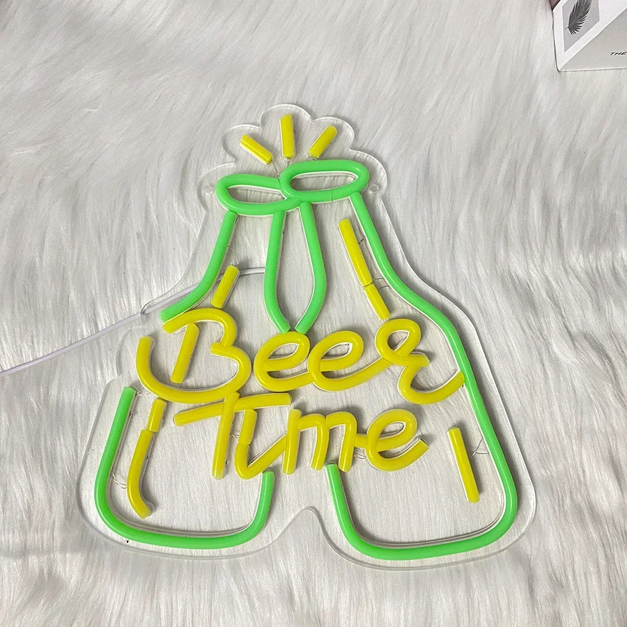 وقت البيرة النيون البيرة بار ضوء النيون ، علامات النيون Led لشريط المنزل ، USB بالطاقة بار البيرة ضوء النيون تسجيل للرجل كهف نادي حانة