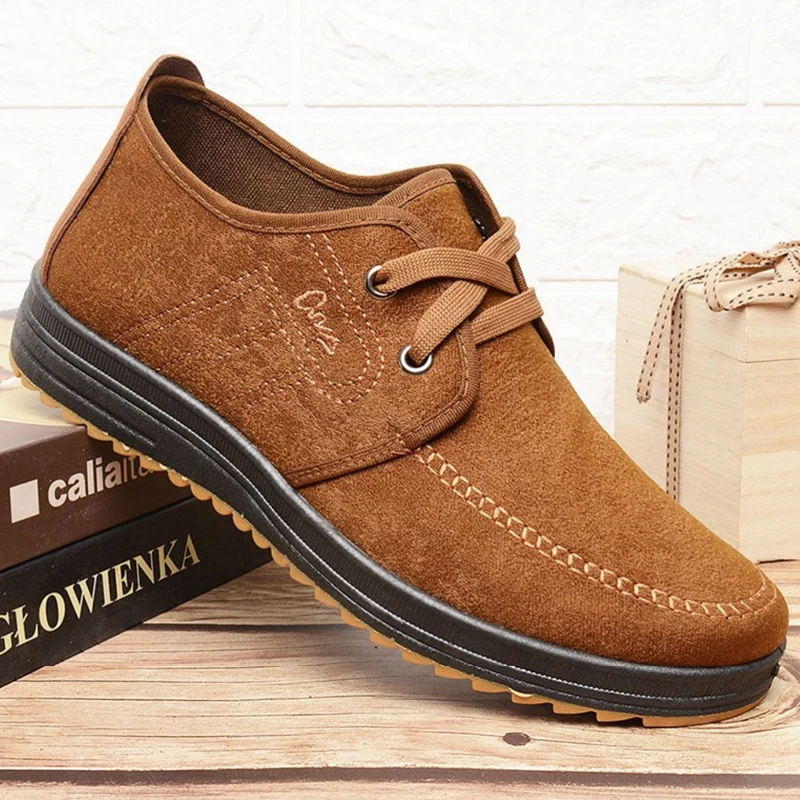 Men's Casual Work Shoes Spring Autumn Anti-Slip Driving Labor Protection Beijing Style Cotton Cloth Shoes for Middle-Aged And...