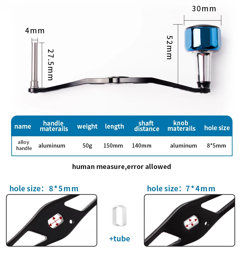 Umi Legierung Aluminium Materails Angelrolle Griff Schaftlänge 140mm Gewicht 50g/Stück Lochgröße 8x5/7x4mm für Dai/Sh/A DIY Zubehör – Detail 5