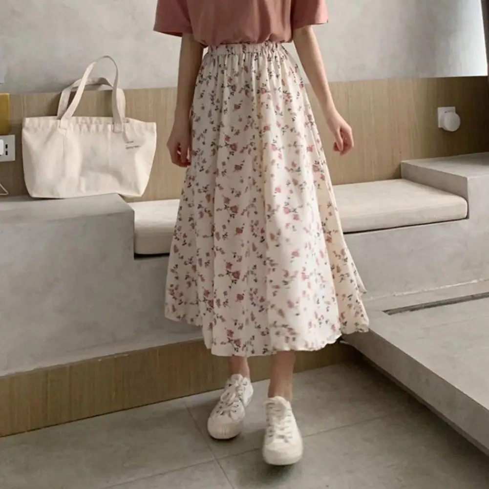 

Forest Style Floral Skirt A-line Floral Skirt Floral Print A-line Maxi Skirt Stylish Mid-rise Women's Summer Forest for Daily