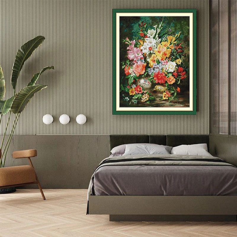 

Joy Sunday Cross Stitch Kit A lote of flowers bloom HD Pattern Counted Printed Fabric Canva Aida 16/14/11CT DIY Embroidery Kit