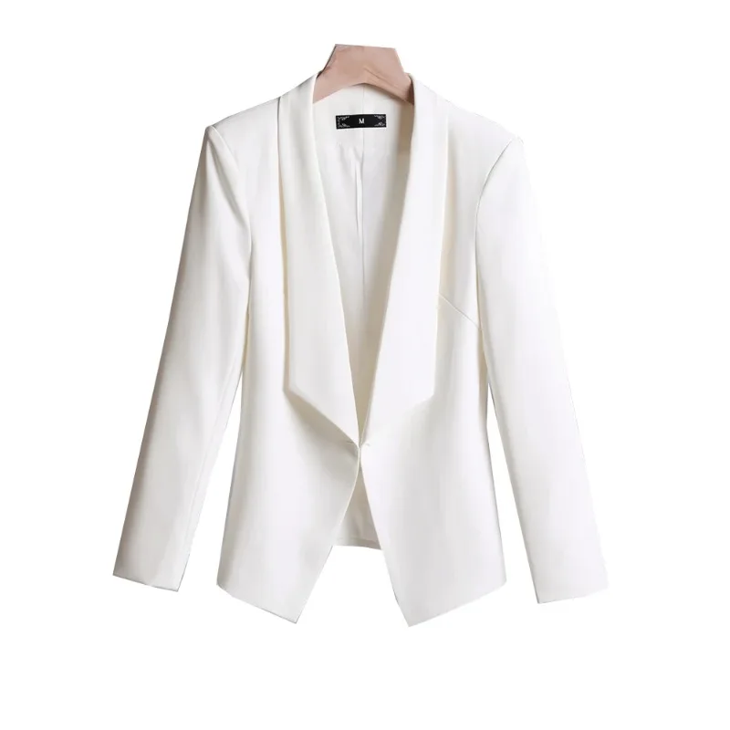 Elegant White Ladies Blazer Women Suit Female Business Work Wear Long Sleeve Formal Jacket Coat Spring Autumn One Button Outfit