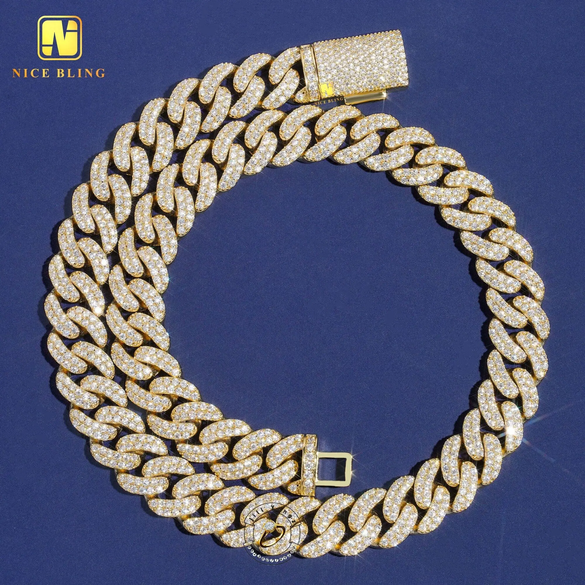 Affordable 925 Sterling Silver Cuban Link Chain Cubic Zirconia Necklace18k Gold Plated Necklace Men Cadenas Heavy Hip Hop Rock