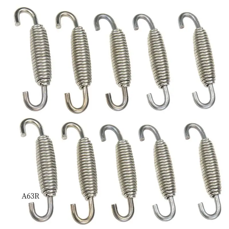 

AR-10Pcs Stainless Steel 68Mm Silver Motorcycle ATV Muffler Exhaust Pipe Tube Swivel Spring