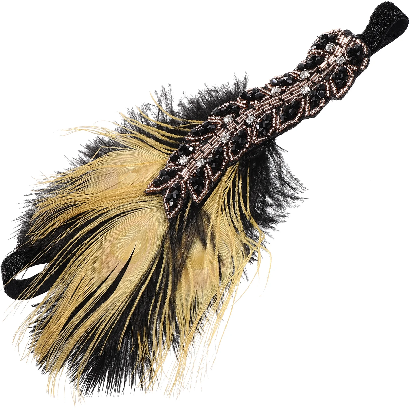 

Elastic Headb Retro Peacock Rhinestone Birthday Party 1920s Women Plume Headdress Vintage Hair Accessories Forehead