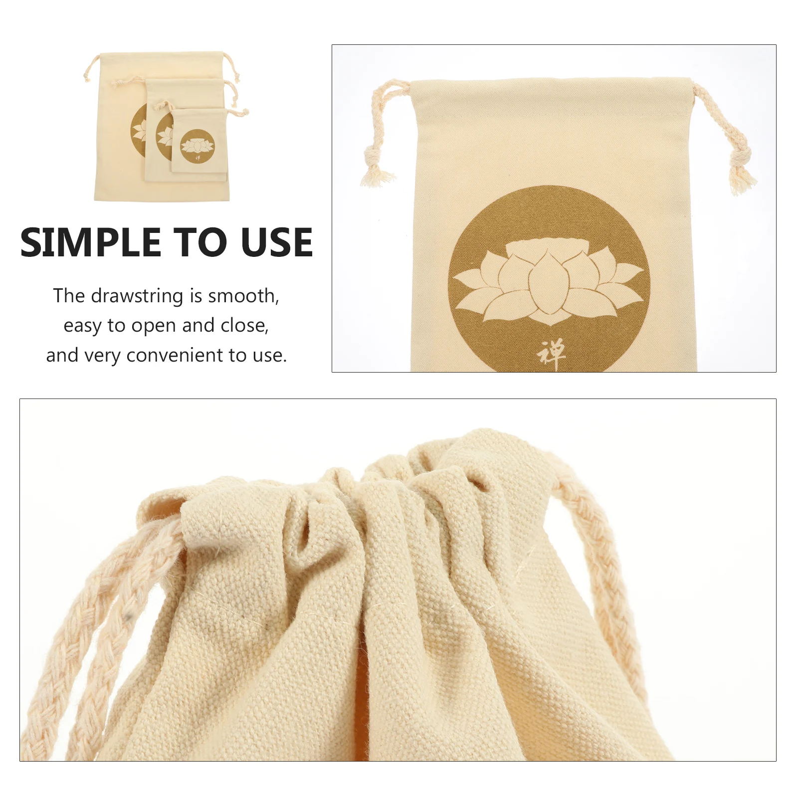 

3 Pcs Beam Port Music Bowl Storage Bag Bride Burlap Cotton Linen Singing Carrying