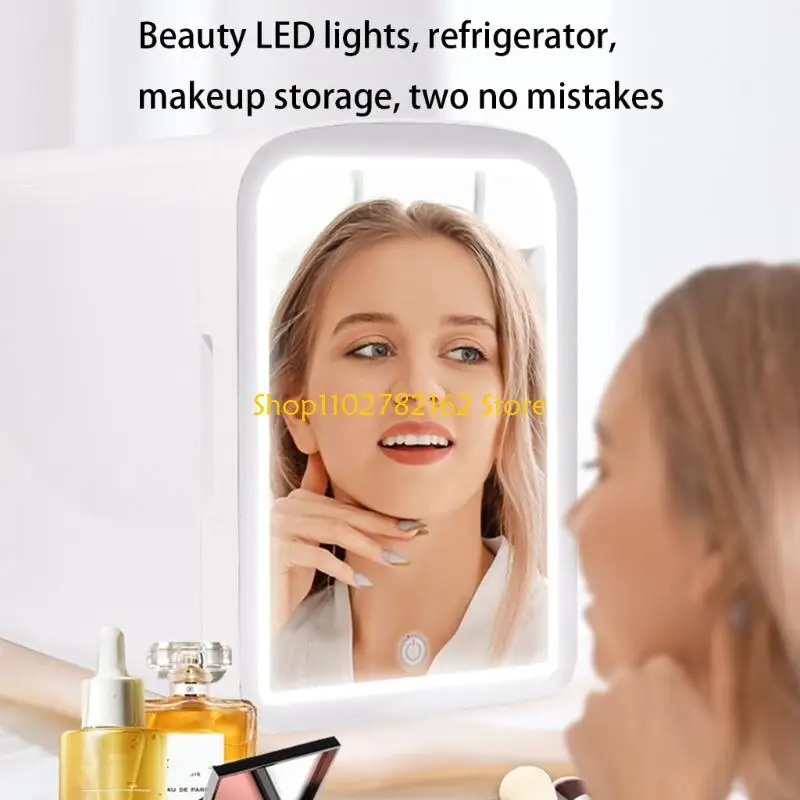 

547B Energy Efficient 4L Mini Beauty Fridge Cooling Heating LED Light Makeup Mirror for Skincare Products Storage