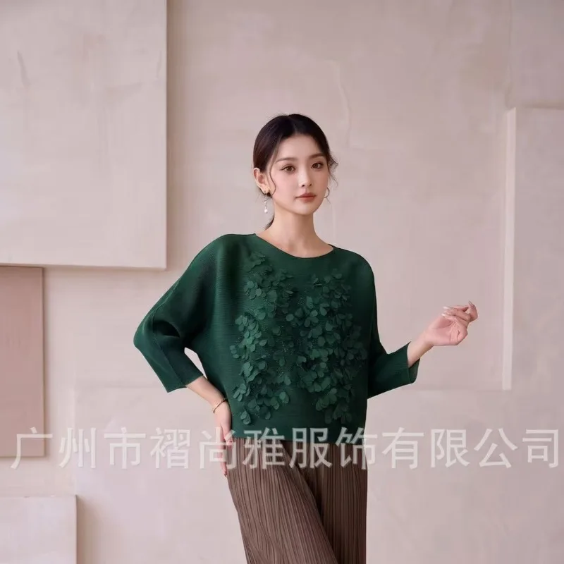 Miyake Pleated 2026 Autumn New Solid Color Shirt with Collar Pleated Casual Style Elegant and Versatile Slim Fit Suit for Women