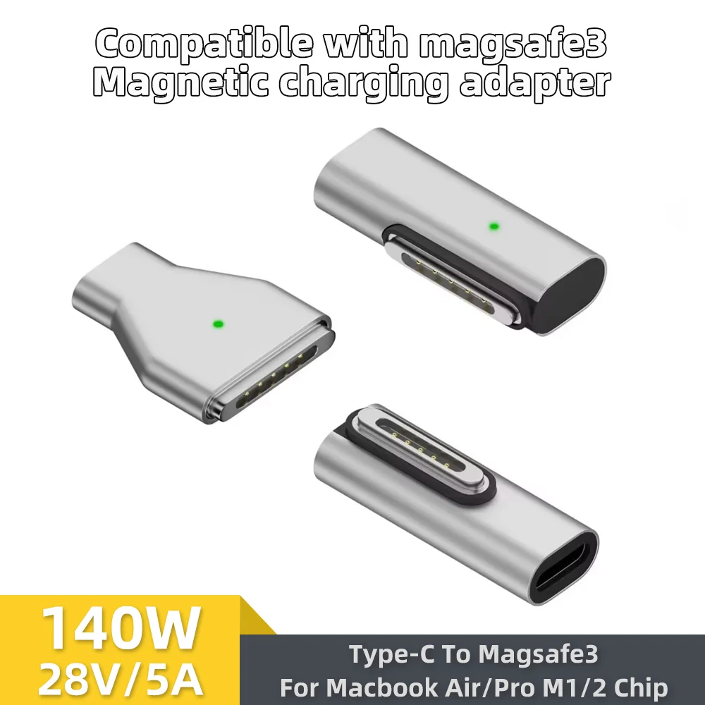 

Compatible with magsafe3 magnetic charging adapter PD140W USB-C to magsafe3 adapter for Macbook Air/Pro M2 A2442 A2485 A2681