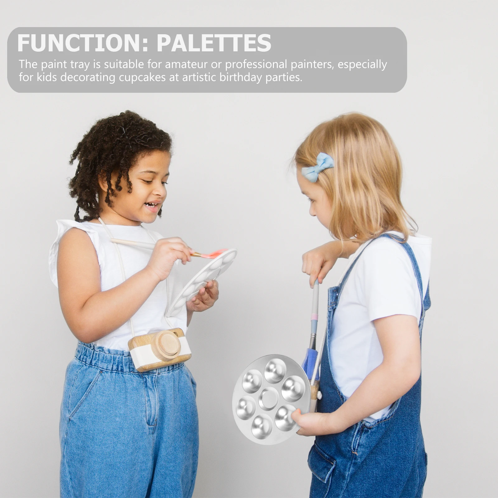 

3pcs Aluminum Paint Round Tray Mixing Colors Sturdy Durable Artists Professionals Students Kids Crafts Projects