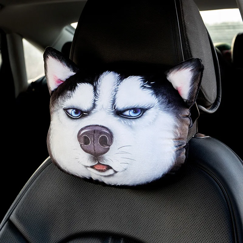 Cute Dog Cat Car Headrest Interesting Car Neck Pillow Safety Seat Belt Shoulder Cover Pad Men Women Girls Car Accessories