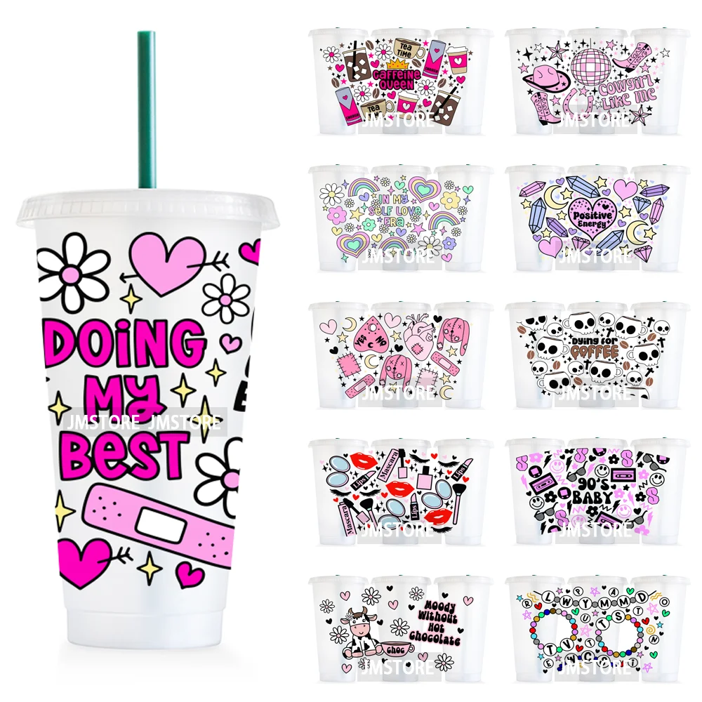 

90's Baby Positive Energy Self Love 24OZ Cold UV DTF Cup Wrap Transfers Stickers For DIY Craft Waterproof Durable