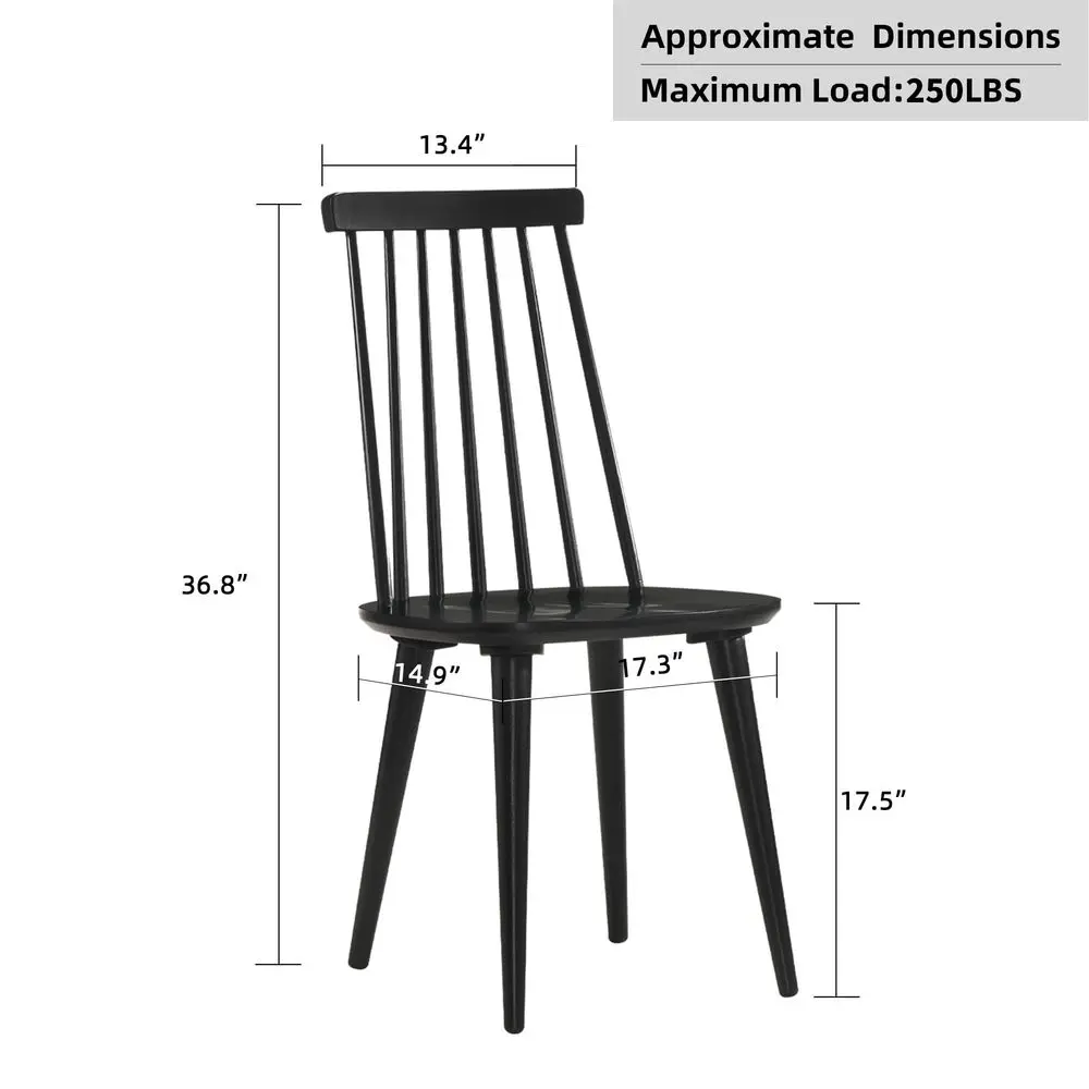 

Dining Chairs Set of 2 Wood Dining Room Chair Black Spindle Side Kitchen Room Country Farmhouse Chairs Black