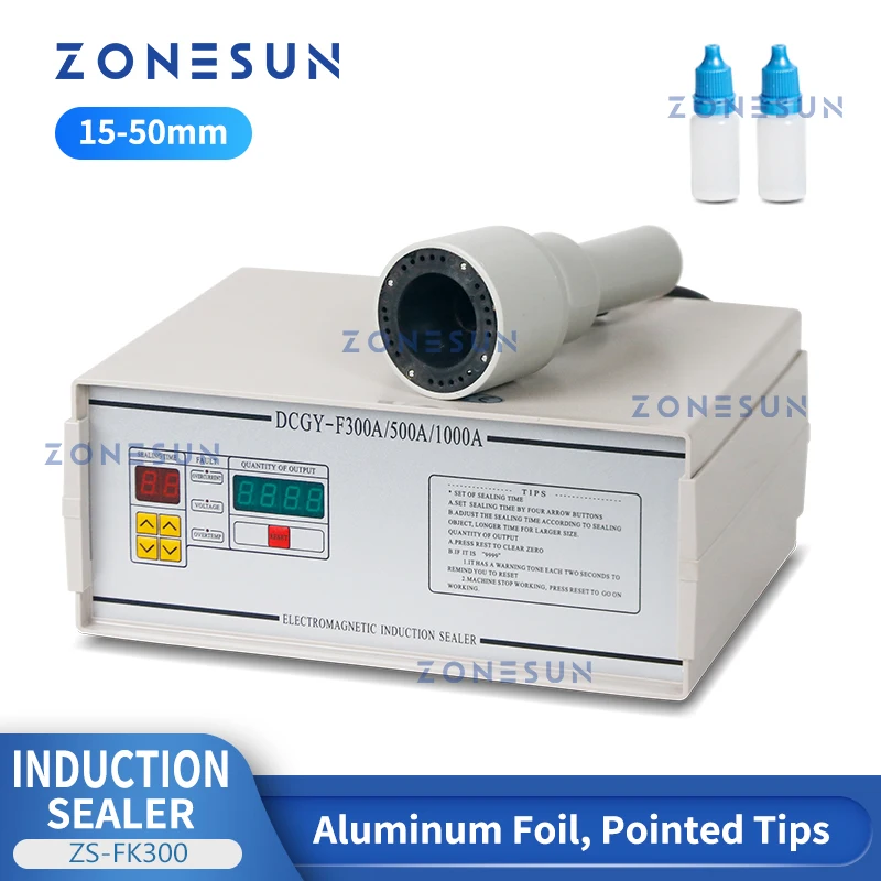 

ZONESUN Sealing Machine ZS-FK300 Small Diameter Aluminium Foil Film For Medicine Sharp Pointed Bottle Plastic Dropper Bottle