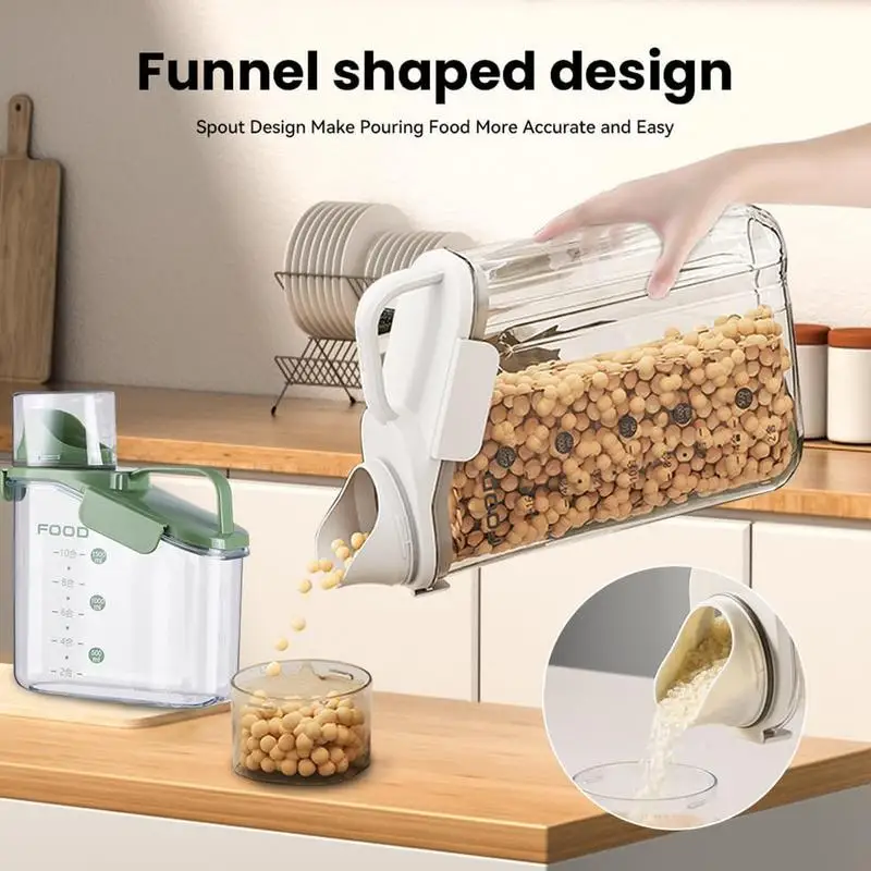 

Funnel Shape Design Rice Dispenser Sealed Dry Cereal Grain Bucket Dispenser Moisture-proof Kitchen Food Container Storage Box