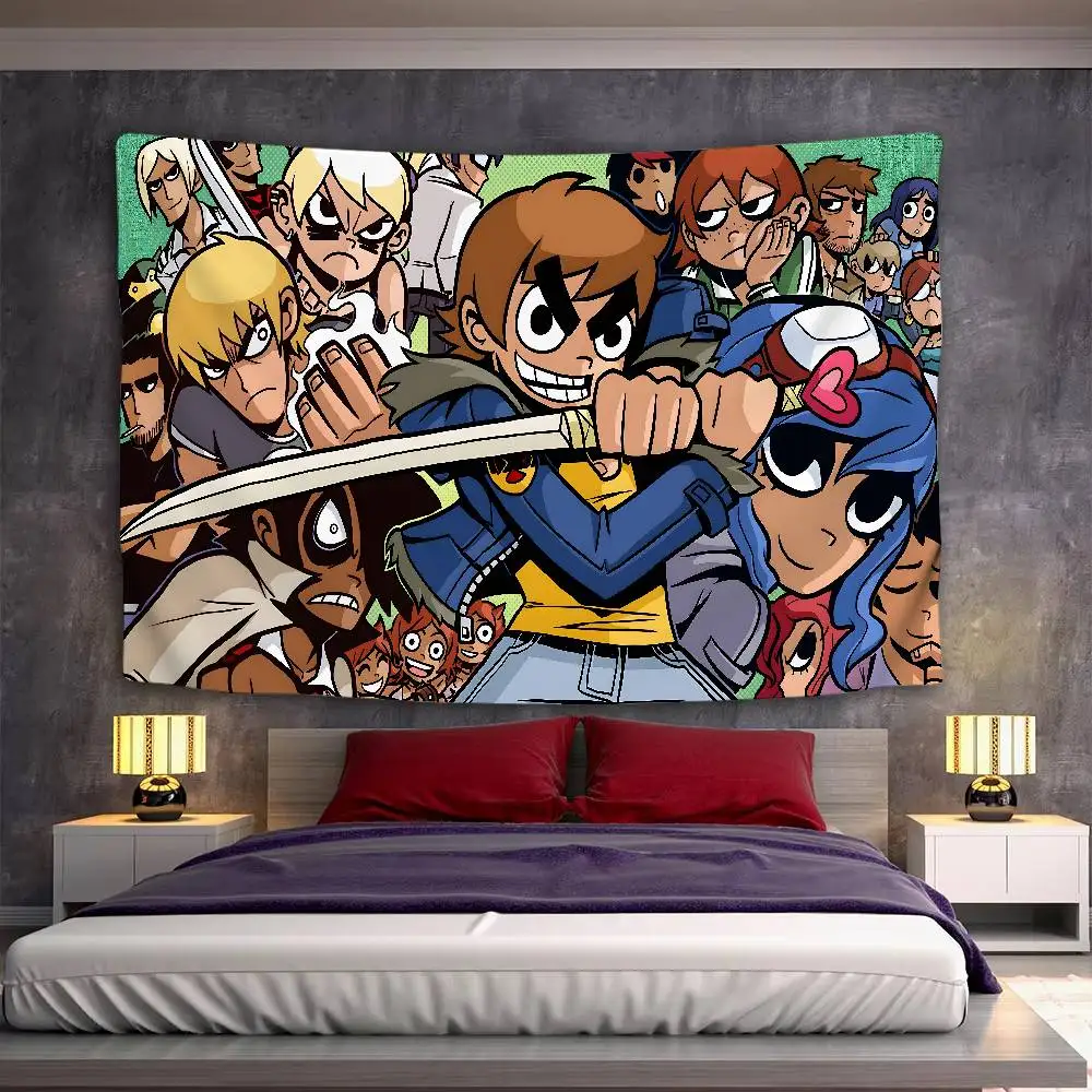 S-Scott Pilgrim Tapestry Wall Hanging Tapestry Art Deco Blanket Curtain Hanging At Home Bedroom Living Room Decor
