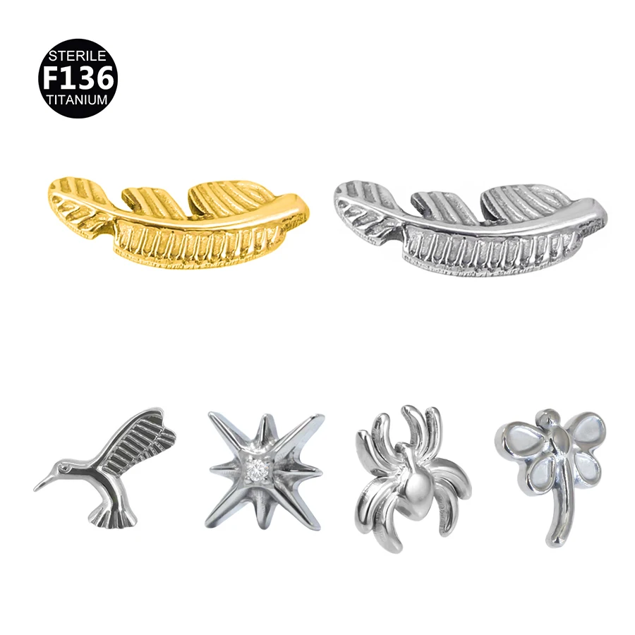 1PC F136 Titanium 16G CZ Moon animal shape Cartilage Earring Tiny Crescent Moon CZ Dangle Helix Tragus Conch Stud Ear Piercing