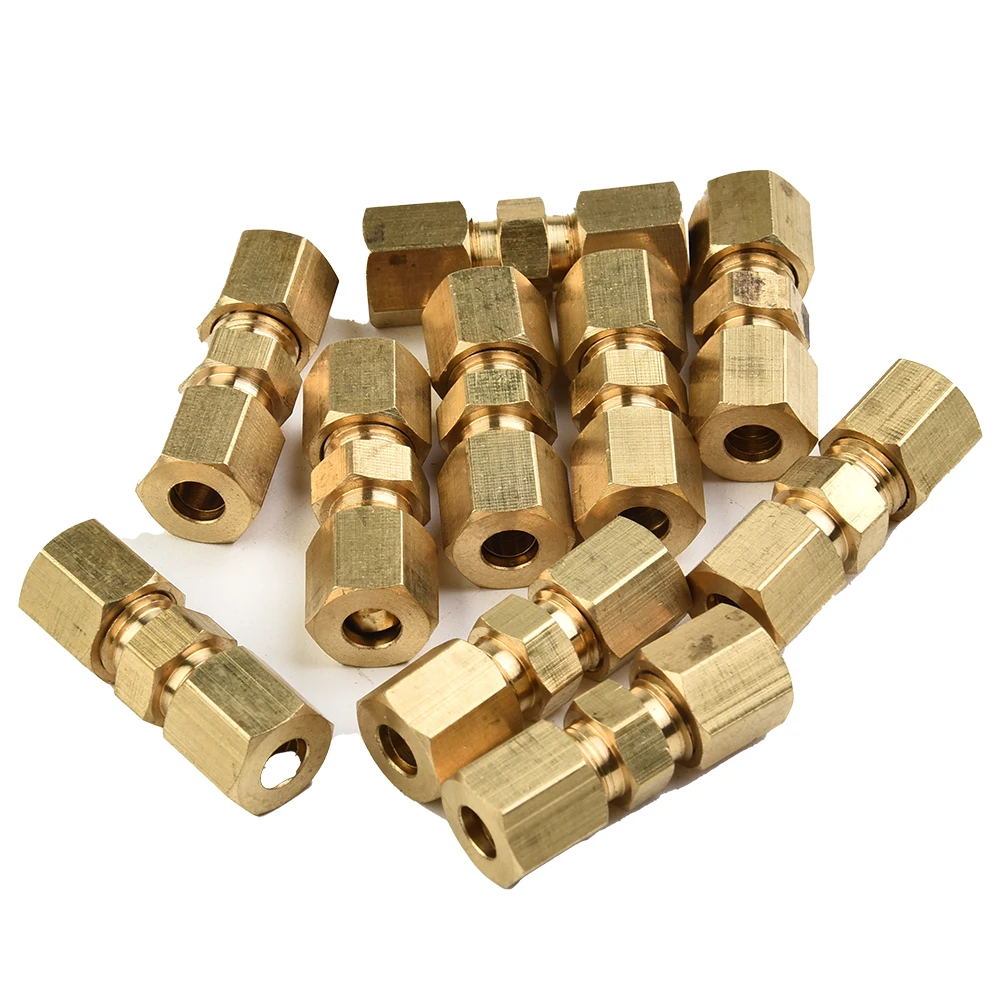 10Pcs Brake Lines Pipe Brass Connector For Brake Line Without Flaring 4.75mm 3/16\