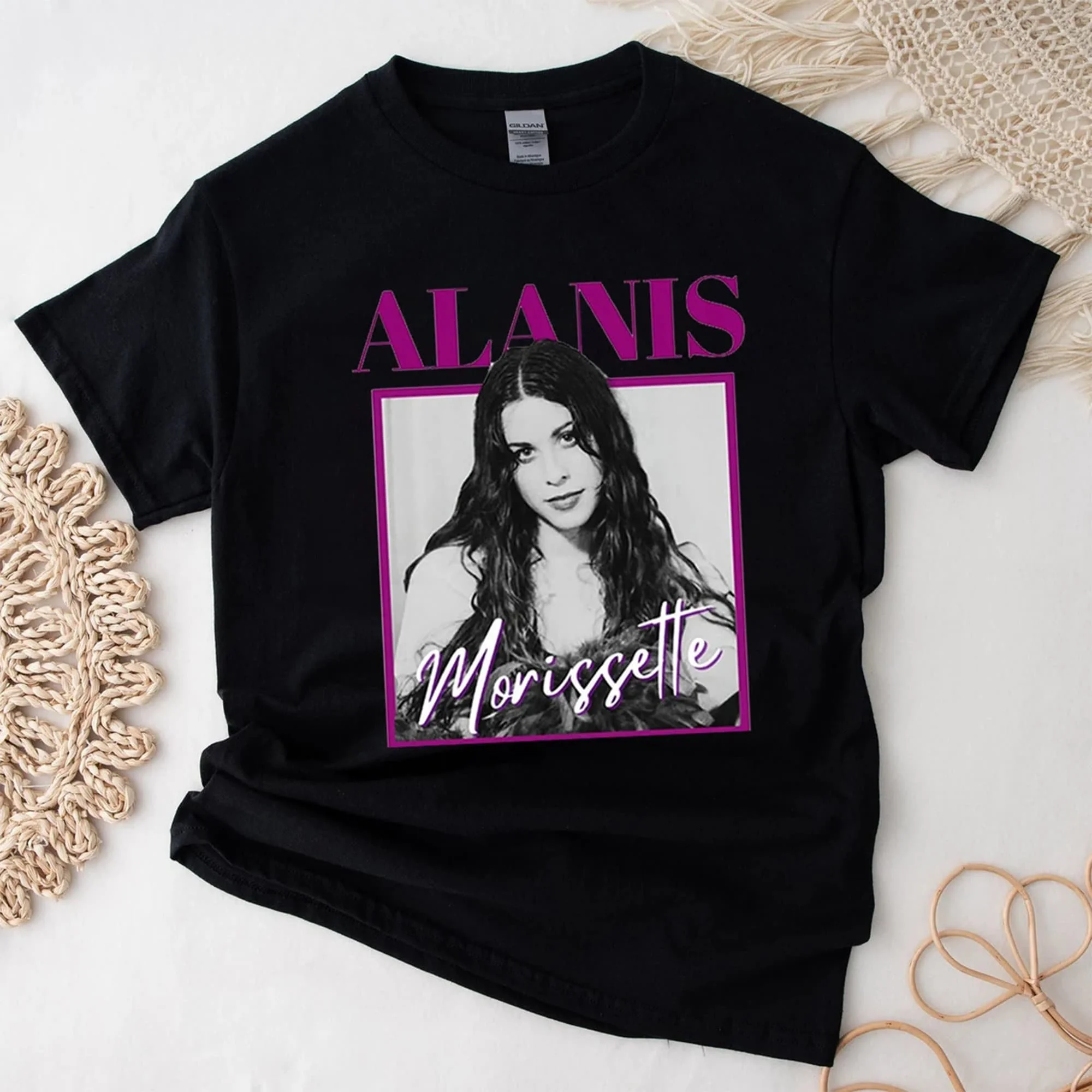 Camiseta Triple Moon Tour 2024, Alanis Morissette Hand In My Pocket, música de los años 90 elevada en jaged Little