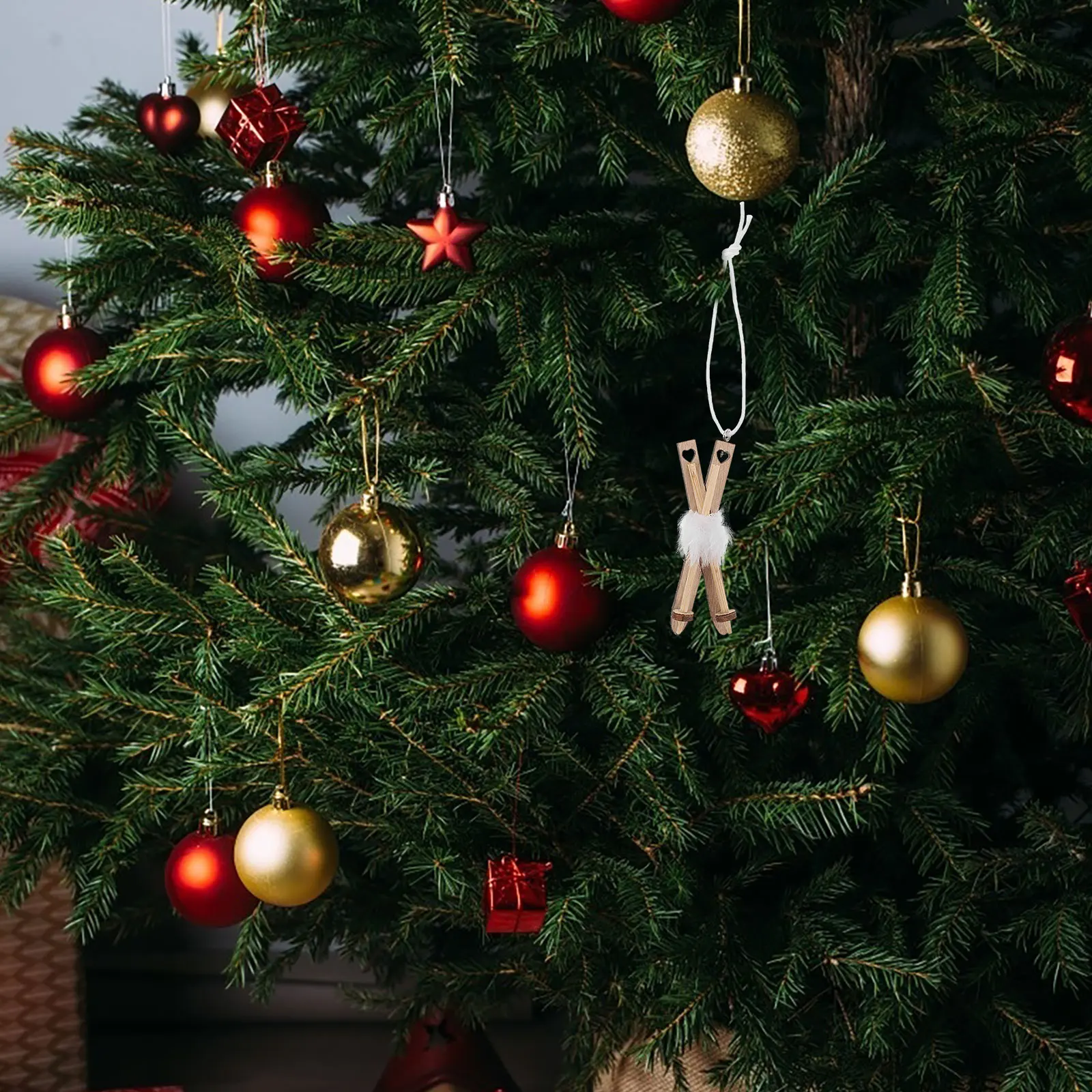 

10pcs Christmas Tree Pendant Mini Sleigh Decor Rustic Wooden Ornaments Holiday Hanging Festive Tabletop DIY Christmas Sled