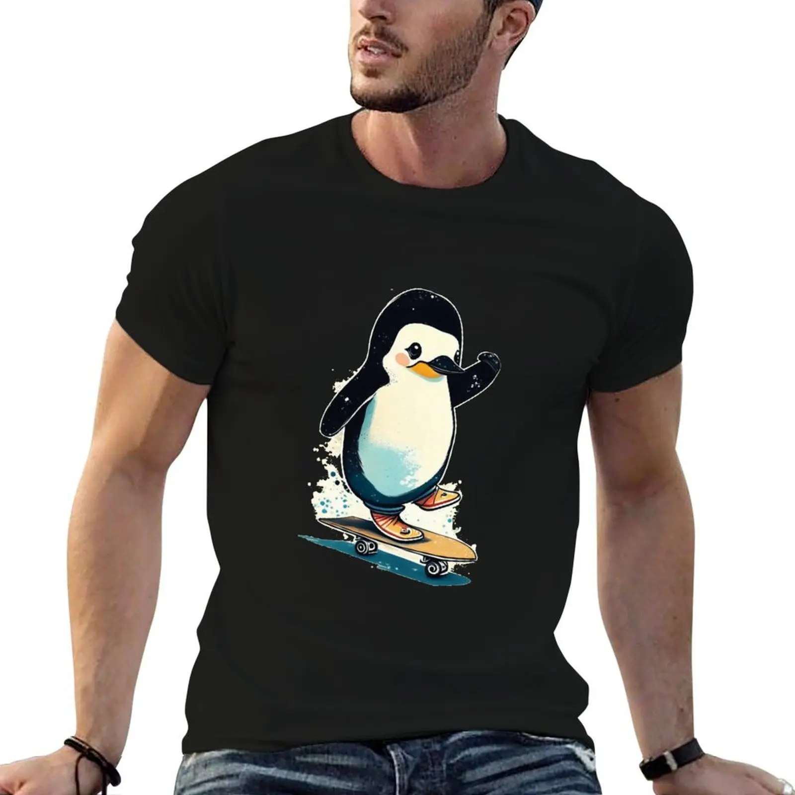 Skate Penguin T-Shirt Man t-shirt man t shirt men clothes