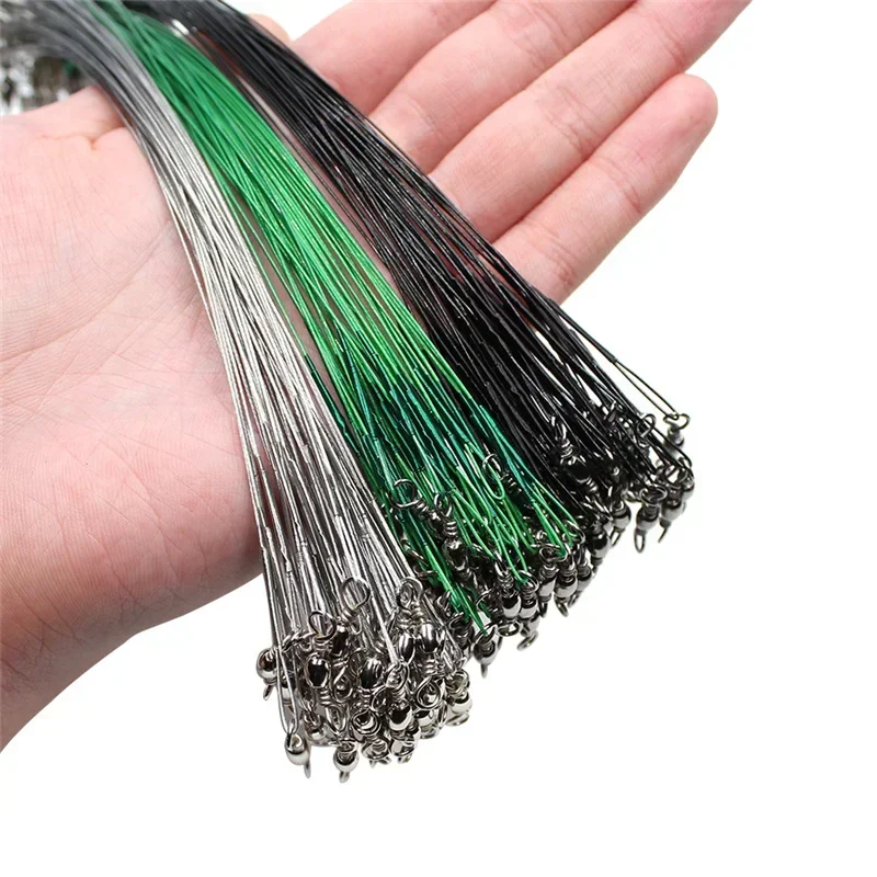 20pcs 20cm Stainless Steel Wire Leader Fishing Leash With Swivel Anti-bite Line Leadcore For Lure Accessories Pike