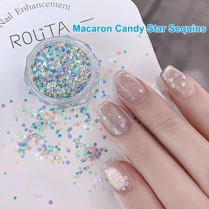 Per nail art Accessori per la decorazione di ciondoli per unghie Nail art Fai da te Simpatico glitter per unghie a forma di stella Macaron