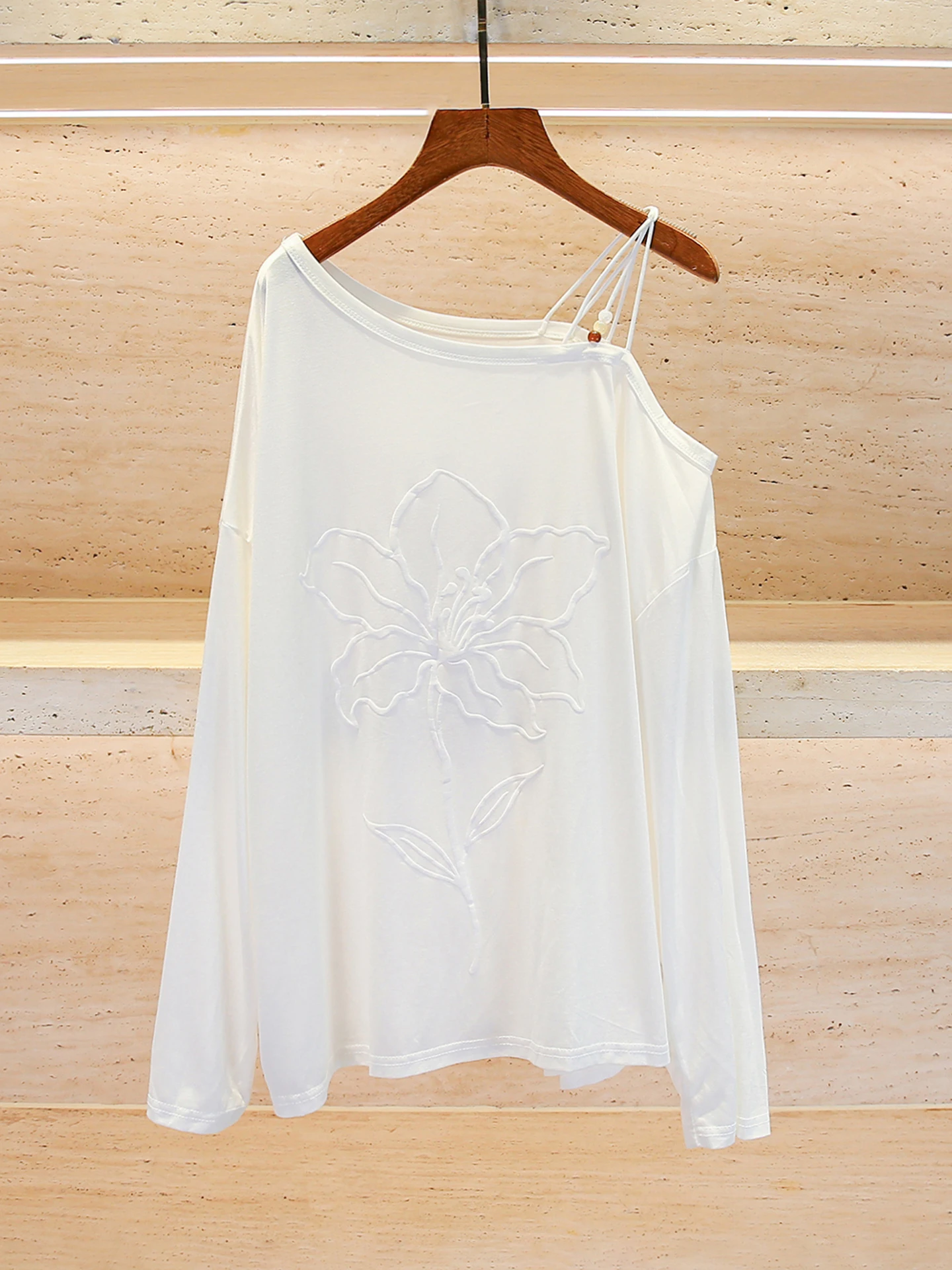 

Ele Women's T-irt oulder Design Emed Floral Print Loose Fit Commute Sle Summer Autumn Faion Ladies Top