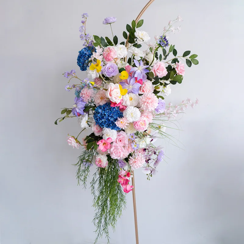 Wedding decoration Morandi color simulated finished arrangement KT board stage wall hanging flower ball arrangement fake flower