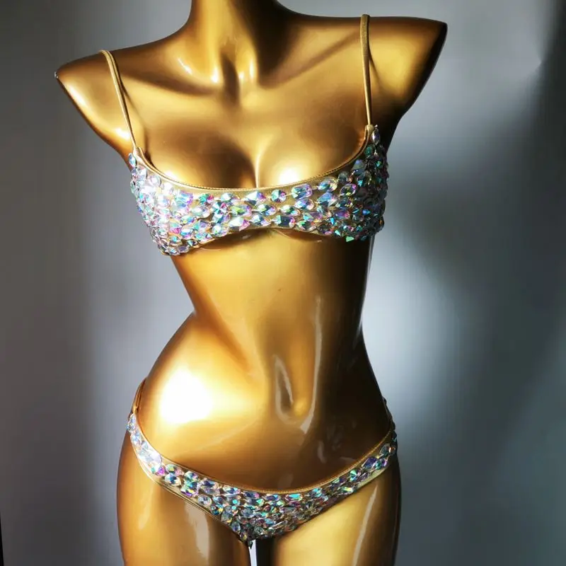 Conjunto de biquíni de diamante oco para mulheres, roupa de banho sexy, push up, diamante, biquíni, maiô, bar, fêmea, praia, venus, 2020