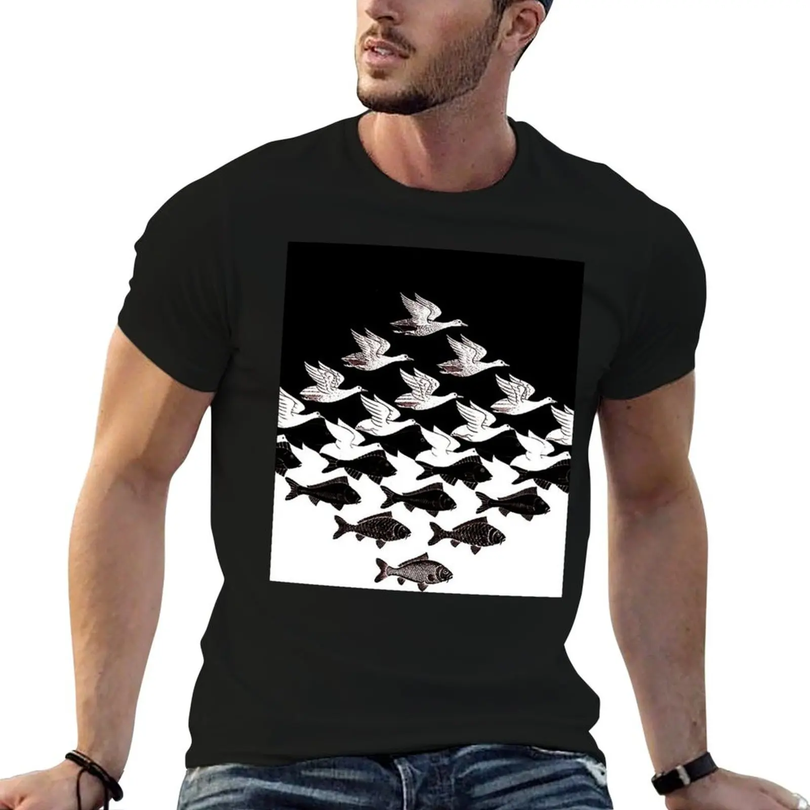 Sky and Water by MC Escher Premium Scoop T-Shirt plus sizes plus size clothes plain quick drying black t-shirts for men