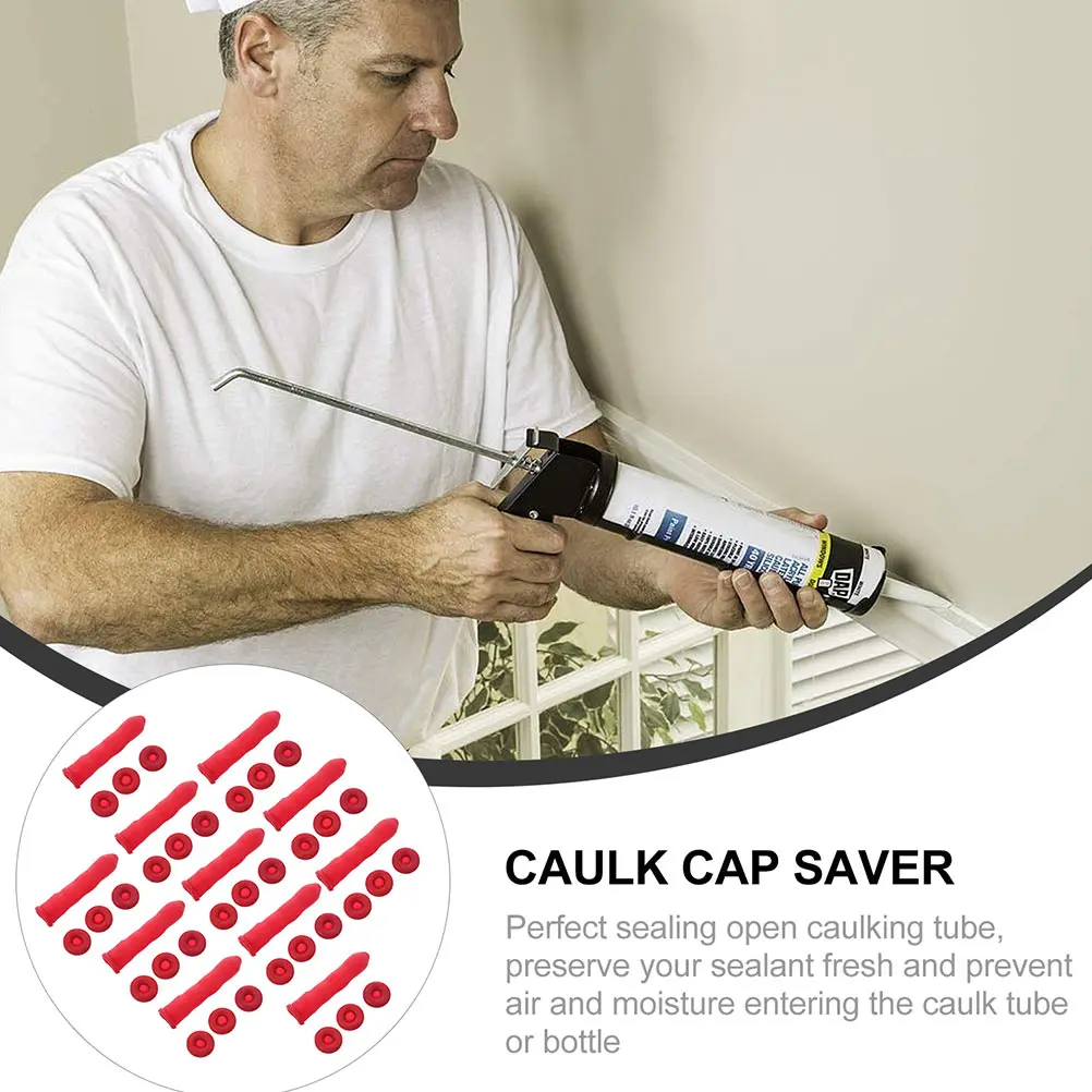 

20pcs Glass Caulk Tube Latex Sealing Caps Sealer Saver Latex Caulk Saving Cap Nozzle Red Sealant Waterproof Adhesive Saver