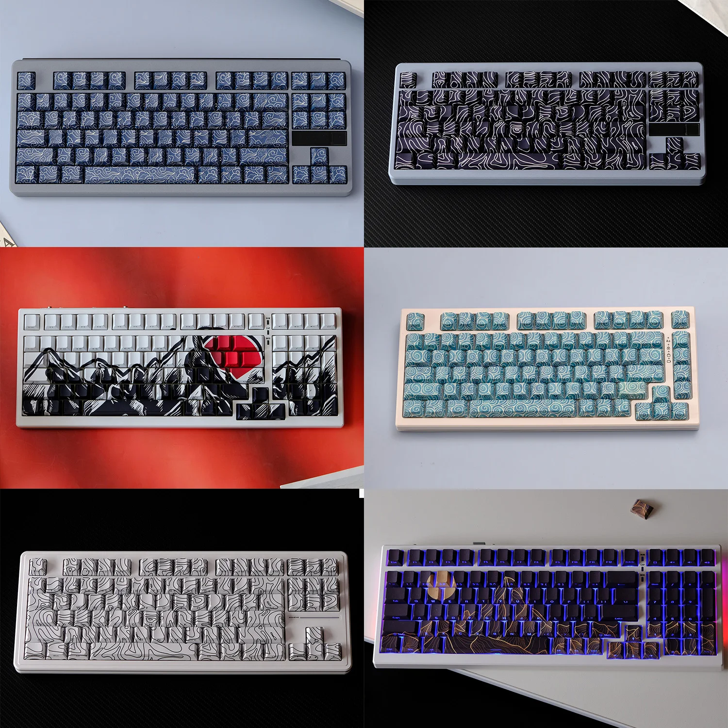 

KYOMOT 135 клавиш PBT с боковым принтом, колпачки для клавиш с двойным выстрелом, вишневый профиль, блестящие сквозные колпачки для клавиш MX Switch, игровая механическая клавиатура