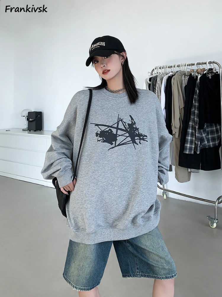 

Baggy Sweatshirts Women Autumn Casual Unisex All-match Fashion Long Sleeve American Style Simple College Comfortable Popular New