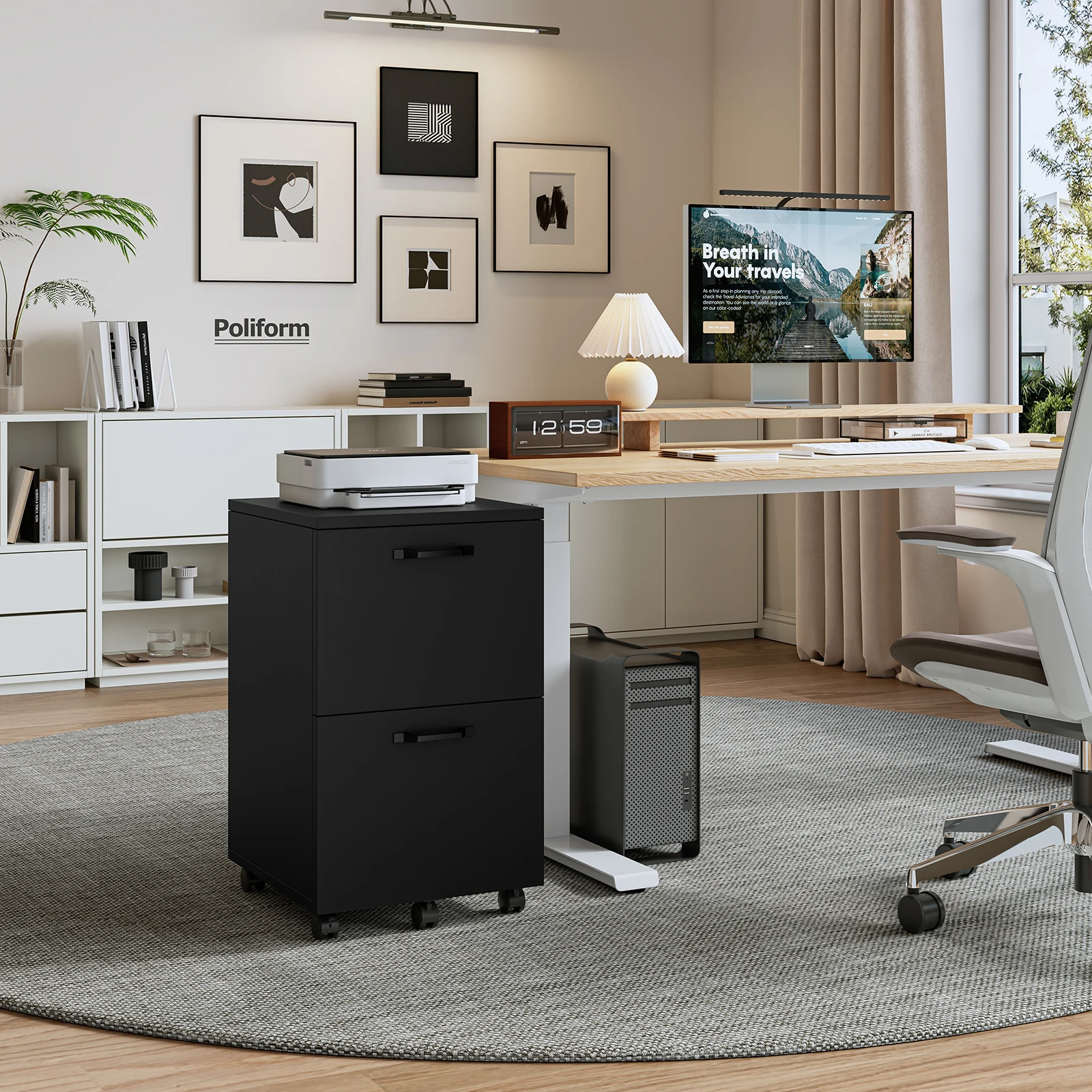 rolling file cabinet under desk