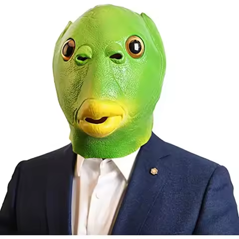 Green Fish Head Mask Halloween Funny Cosplay Costume Mask Unisex Adult Carnival Party Headdress Props