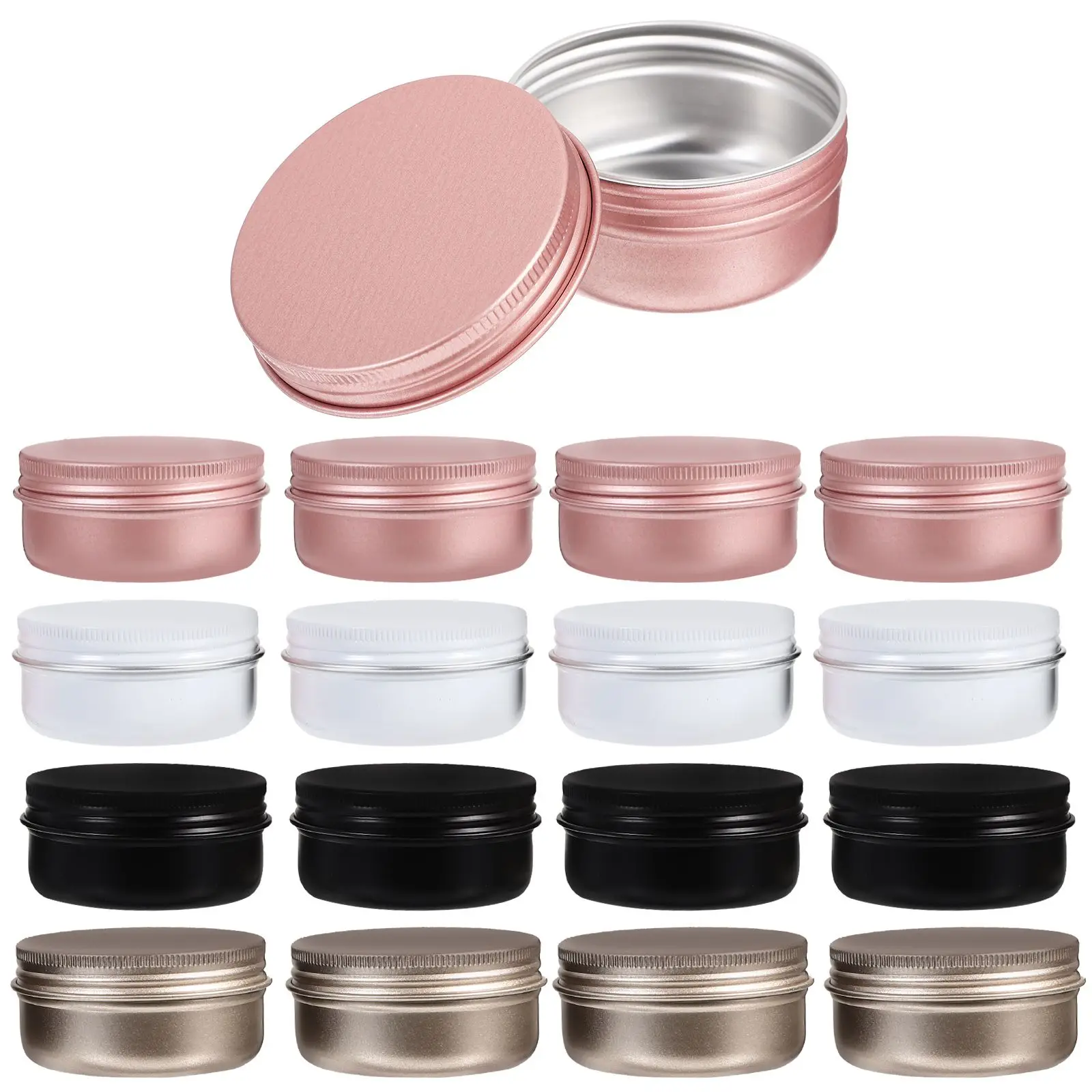 

20pcs Aluminum Jars 50ml Cream Boxes Metal Mini Cream Box Round Storage Containers Tins for Travel DIY Gifts