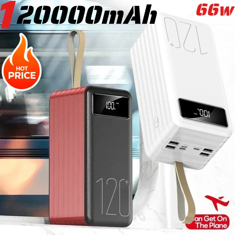 شاحن محمول بسعة كبيرة 120000 مللي أمبير في الساعة. بنك طاقة خارجي للشحن فائق السرعة لهواتف iPhone وHuawei وXiaomi وSamsung.