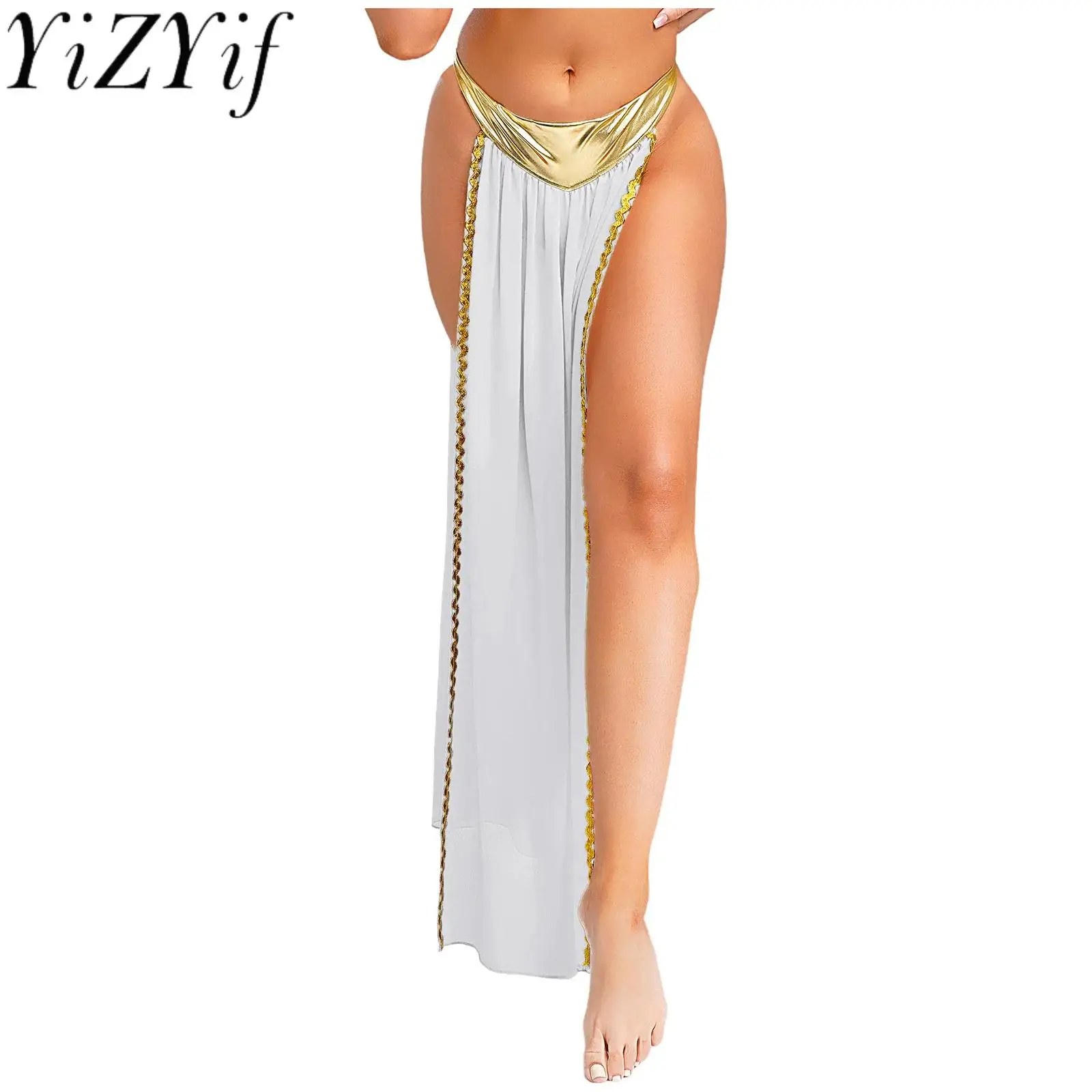 

Ancient Egyptian Cleopatra Cosplay Skirt Women Halloween Carnival Rome God Side High Slit Skirt for Party Holiday Cosplay