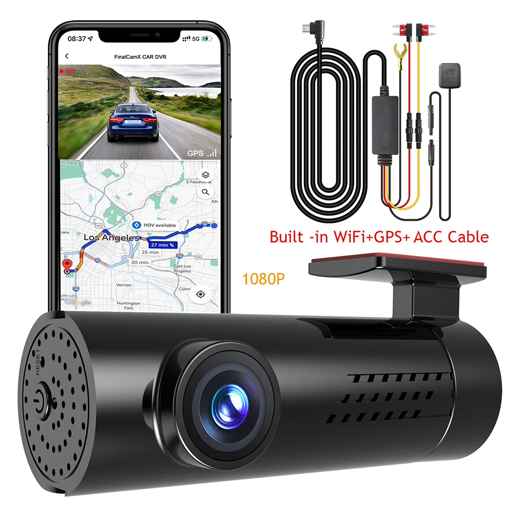 

1080P Car Dash Cam DVR Video Recorder Front And Rear Mini Dashcam For Car GPS Tracker WiFi Parking Monitoring App Control