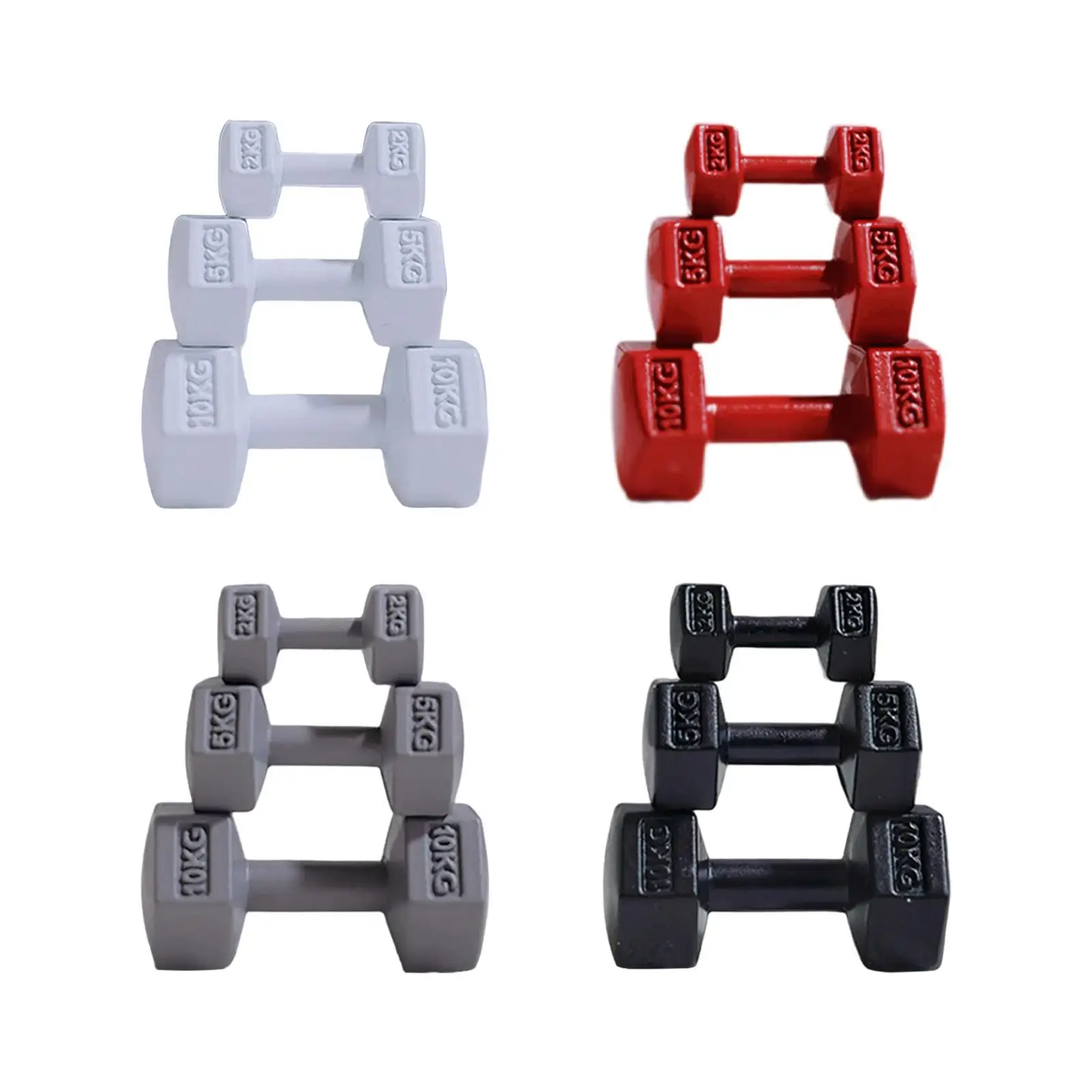 3Pcs Mini Sports Playset Lovely DIY Simulation Ornament Dollhouse Toy Mini Dumbbells Model for Boys Age 3~8 Girls Children Gift