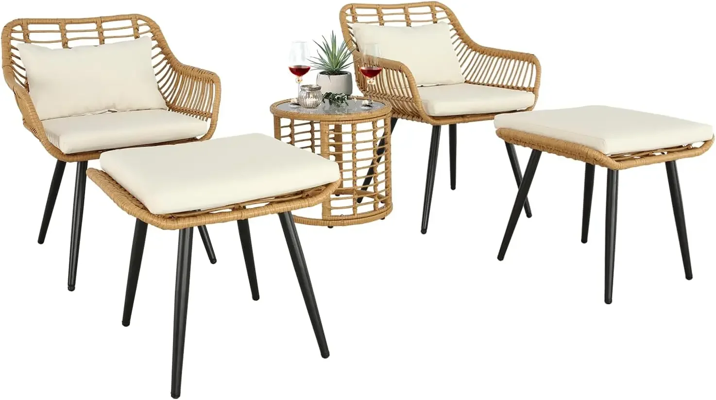 3-Piece Outdoor Bistro Set – Rattan Chair and Side Table for Balcony, Patio, and Backyard Conversations