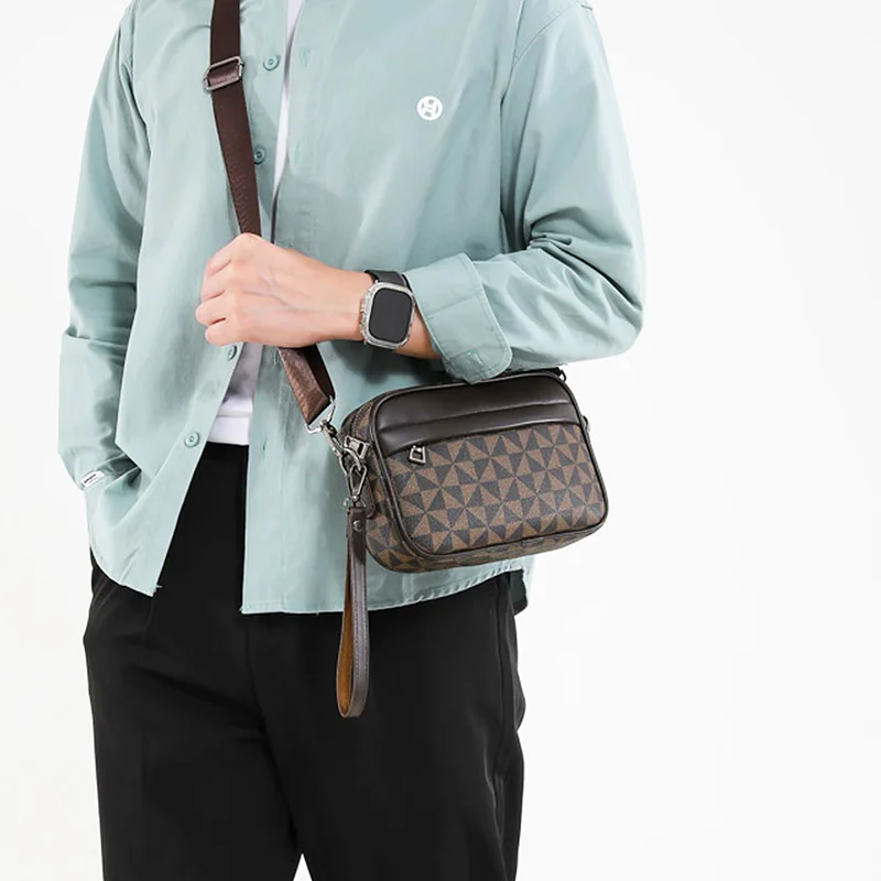 Lässige, leichte Business-Umhängetaschen für Herren, PU-Leder, Umhängetasche, bequem, breiter Riemen, Umhängetaschen, Designer für Herren – Detail 2