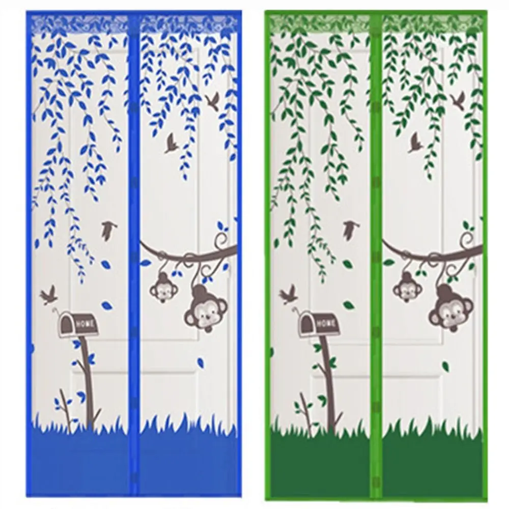 Automatic Closing Magnetic Door Screen Cartoon Lightweight Mesh Door Curtains Self Sealing Retractable
