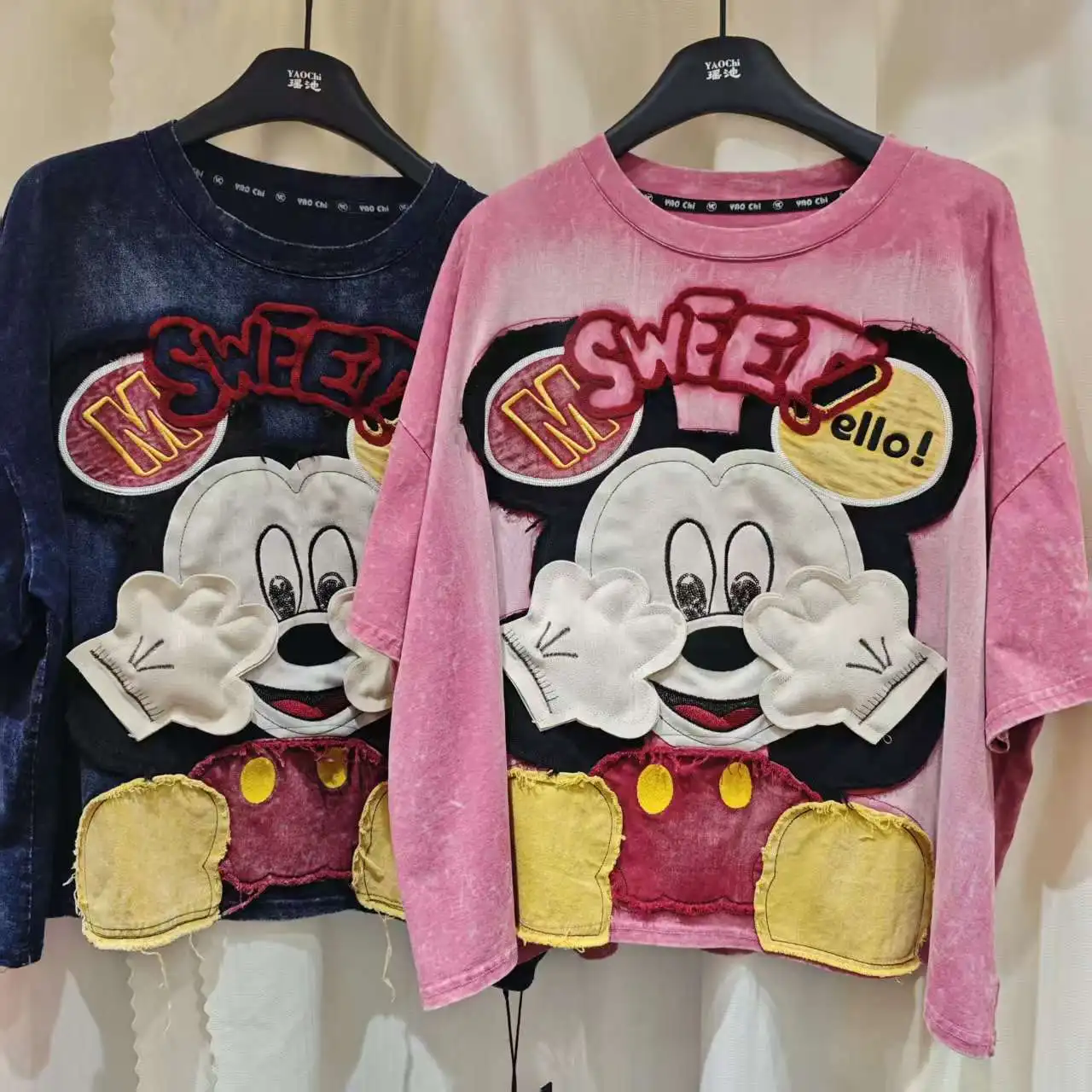

plus Size Women's T-Shirt Cartoon Retro Fashion Spring Autumn New Denim Top Short Sleeve Female Clothing