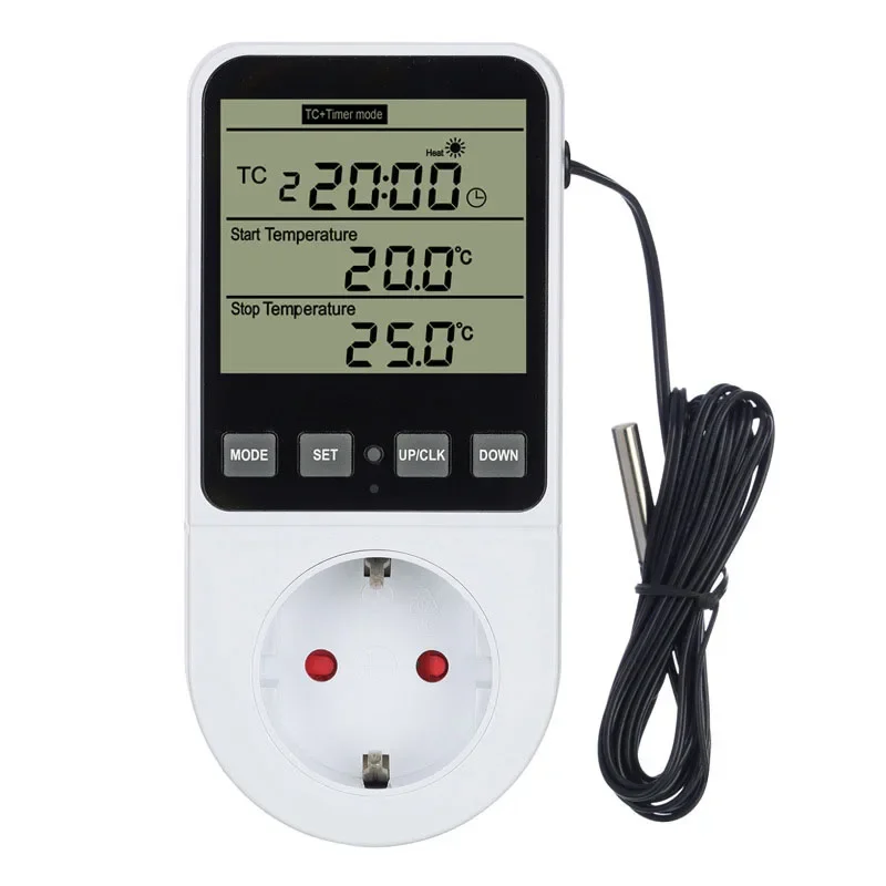 New Timer Socket Thermostat Digital Temperature Controller EU Plug Outlet With Timer Switch Heating Cooling AC 250V